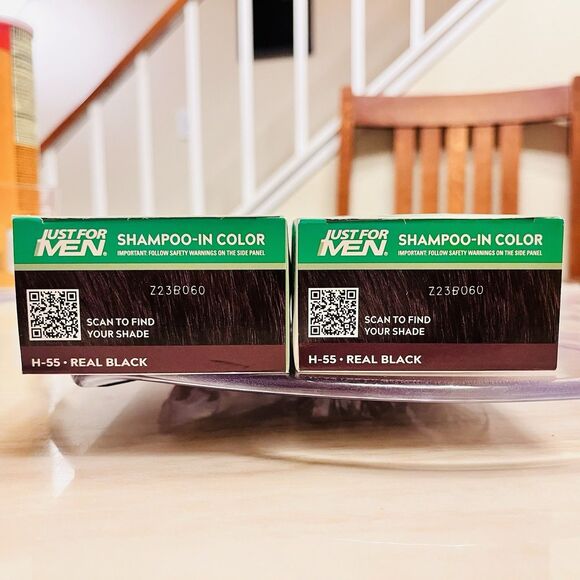 2pk Just for Men H-55 REAL BLACK Hair color Shampoo-In Haircolor Kit - Picture 5 of 6